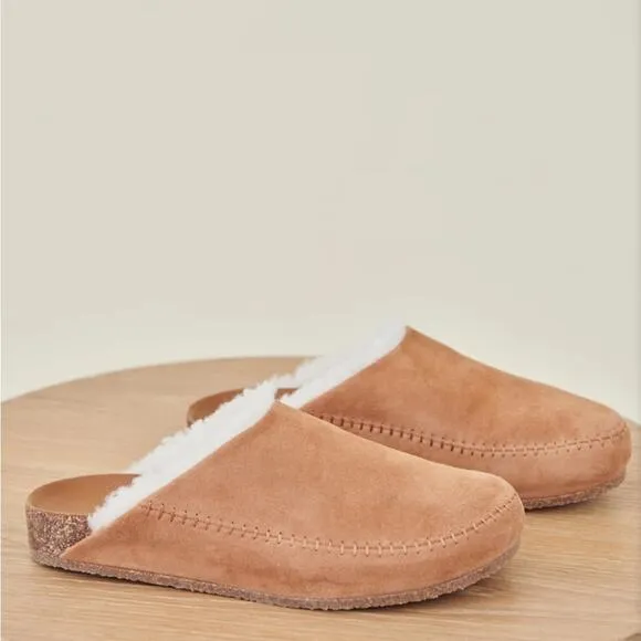 Jenni Kayne Shearling-Lined Moc Clogs Saddle Size 41 NEW
