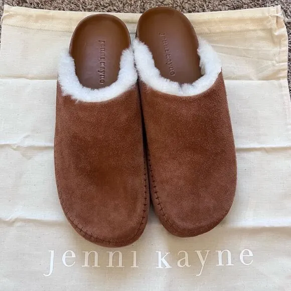 Jenni Kayne Shearling-Lined Moc Clogs Saddle Size 41 NEW