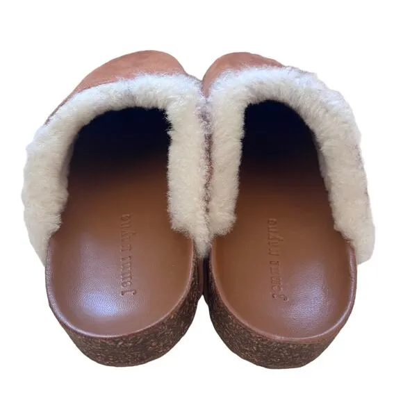 Jenni Kayne Shearling-Lined Moc Clogs Saddle Size 41 NEW