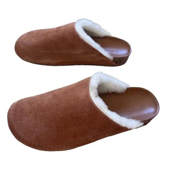 Jenni Kayne Shearling-Lined Moc Clogs Saddle Size 41 NEW
