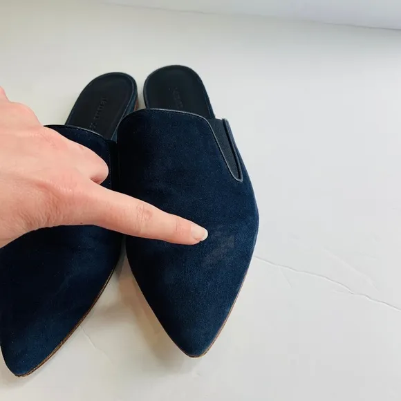 Jenni Kayne Suede Mules in Navy Blue