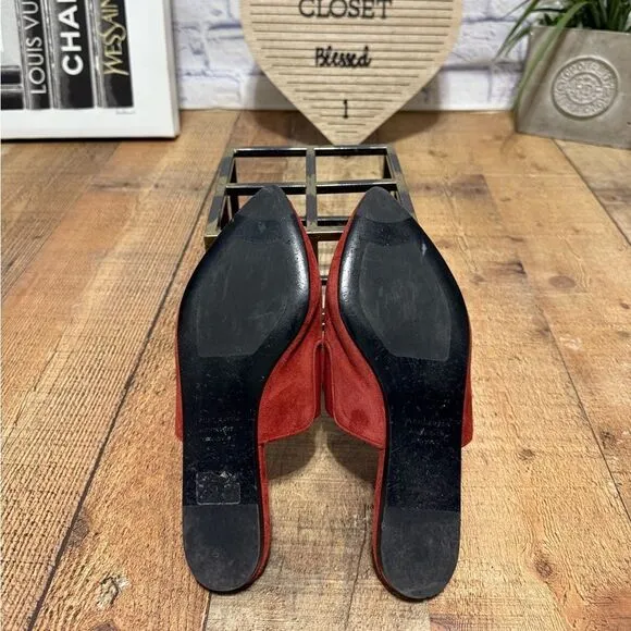 Jenni Kayne rust suede red leather slip on mule size 37