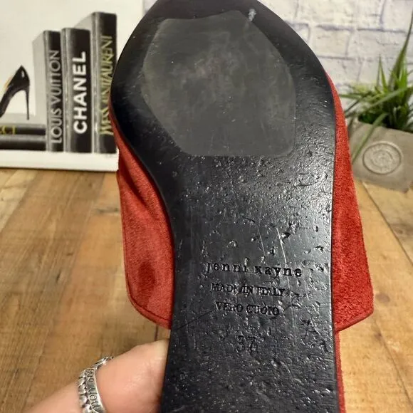 Jenni Kayne rust suede red leather slip on mule size 37