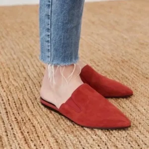 Jenni Kayne rust suede red leather slip on mule size 37