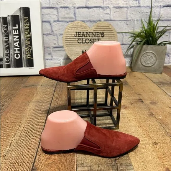 Jenni Kayne rust suede red leather slip on mule size 37