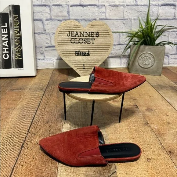 Jenni Kayne rust suede red leather slip on mule size 37