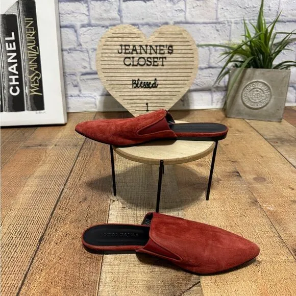 Jenni Kayne rust suede red leather slip on mule size 37