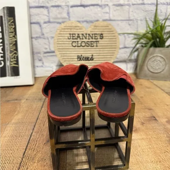 Jenni Kayne rust suede red leather slip on mule size 37