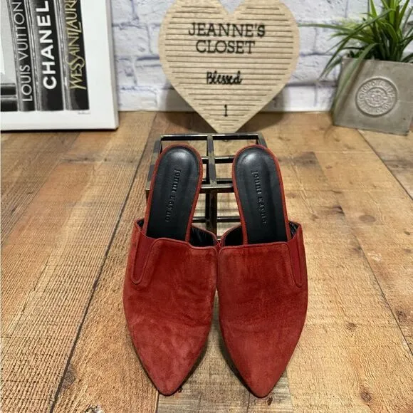 Jenni Kayne rust suede red leather slip on mule size 37