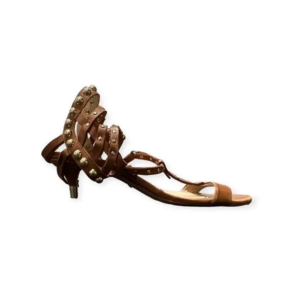 Jerome C Rousseau Tan Studded Kitten Heels, 38
