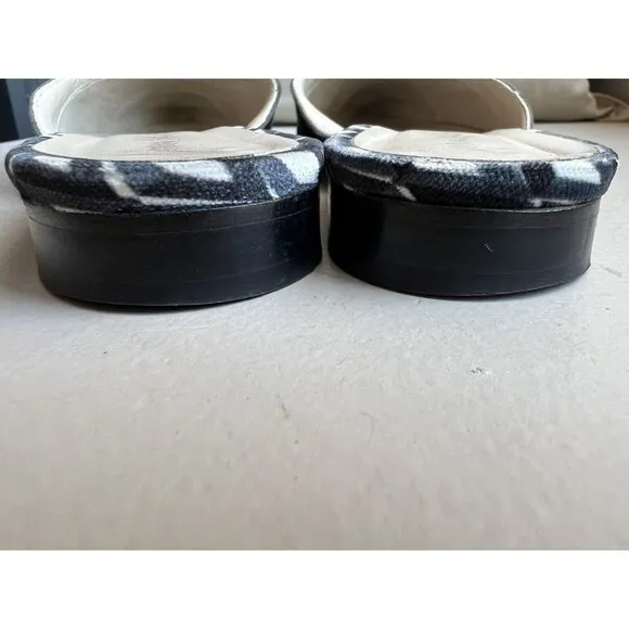 Jessica Bedard Justine Gray Kid Suede Geometric Velvet Top Flat Mules EU 36.5
