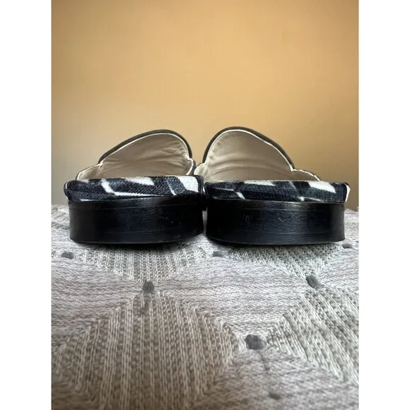 Jessica Bedard Justine Gray Kid Suede Geometric Velvet Top Flat Mules EU 36.5