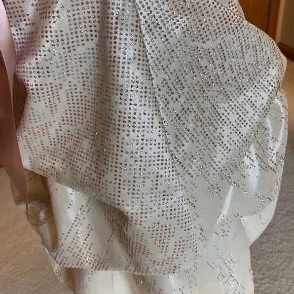 Jessica McClintock for Gunne Sax Strapless Mini Dress Cream and Pink Size 9