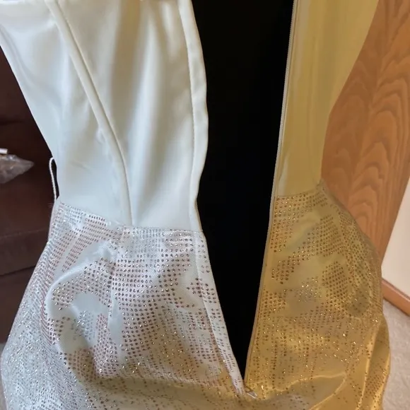 Jessica McClintock for Gunne Sax Strapless Mini Dress Cream and Pink Size 9