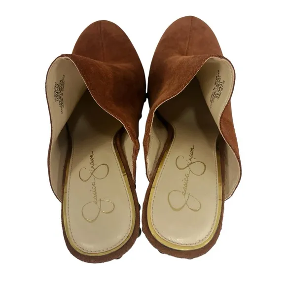 Jessica Simpson Brown Mules with Studded Detail