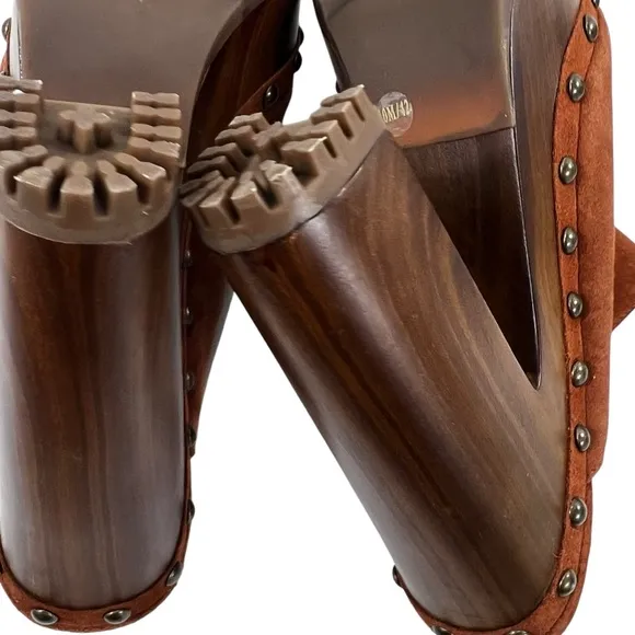 Jessica Simpson Brown Mules with Studded Detail
