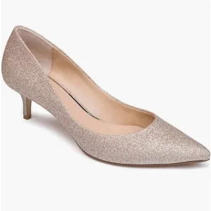 Jewel Badgley Mischka Gold Glitter Royalty Kitten Heels 6.5 NWT