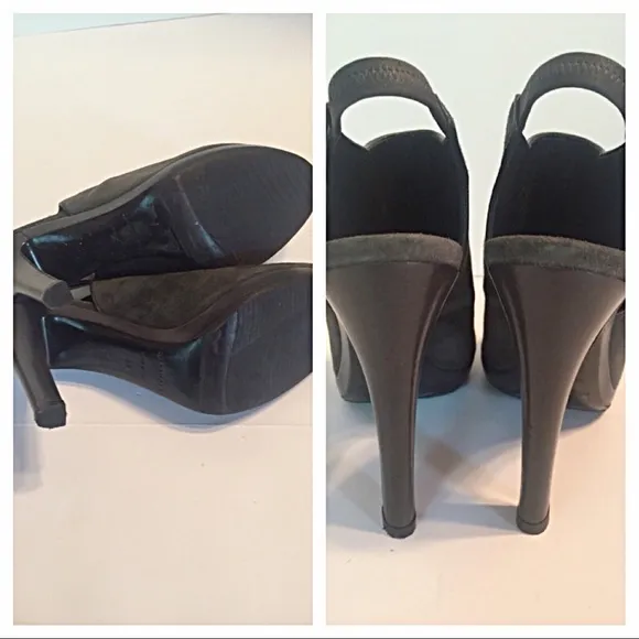 Jil Sander Grey Suede Peep Toe Slingback