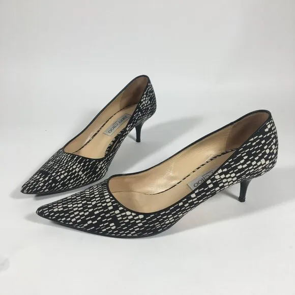 Jimmy Choo Aza Kitten Heels Geometric Print