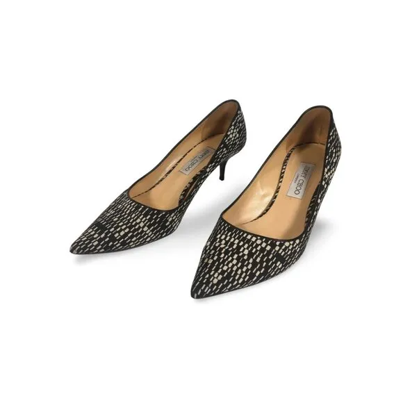 Jimmy Choo Aza Kitten Heels Geometric Print