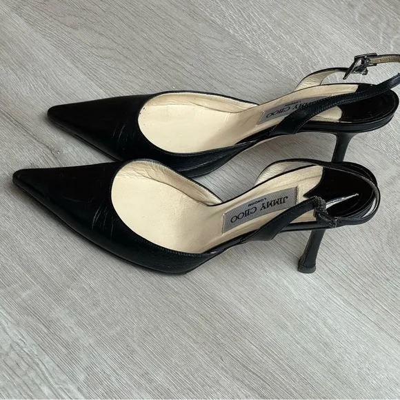 Jimmy Choo Black Slingback Heels with Pointed Toe
