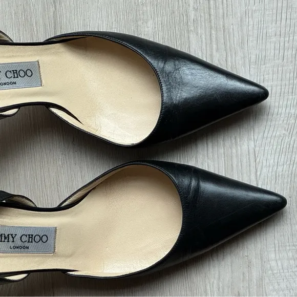 Jimmy Choo Black Slingback Heels with Pointed Toe