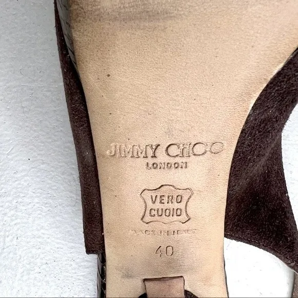 Jimmy Choo Brown Suede Peep Toe Slingback Heels Pumps Women’s EU 40 US 10