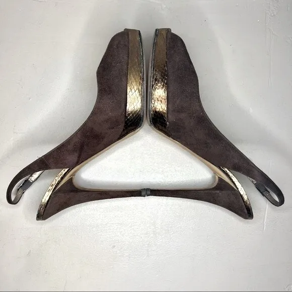 Jimmy Choo Brown Suede Peep Toe Slingback Heels Pumps Women’s EU 40 US 10