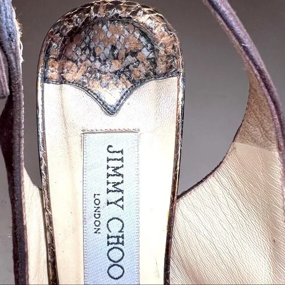 Jimmy Choo Brown Suede Peep Toe Slingback Heels Pumps Women’s EU 40 US 10