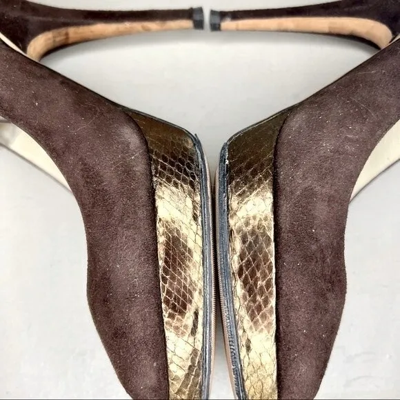 Jimmy Choo Brown Suede Peep Toe Slingback Heels Pumps Women’s EU 40 US 10