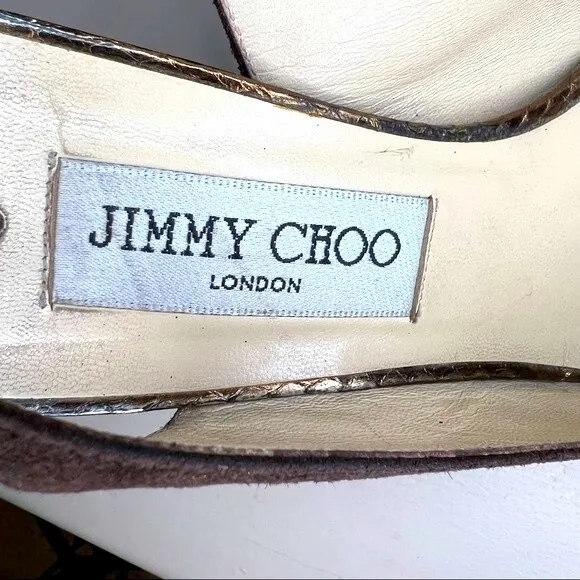 Jimmy Choo Brown Suede Peep Toe Slingback Heels Pumps Women’s EU 40 US 10