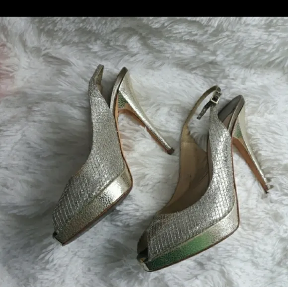Jimmy Choo Clue Glitter slingback heel sz 39