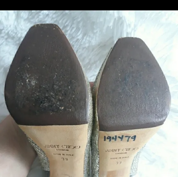 Jimmy Choo Clue Glitter slingback heel sz 39