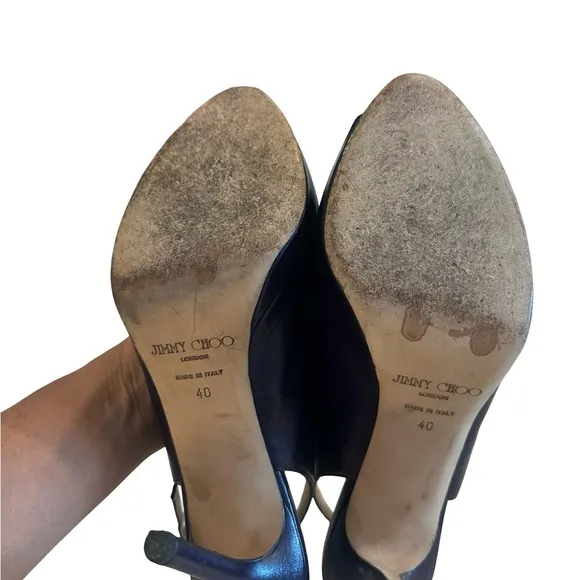 Jimmy Choo Dark Purple Elegant Slingback Heels