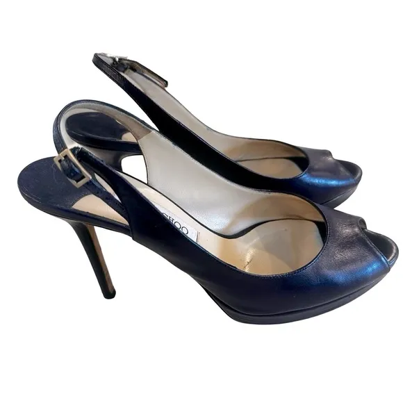 Jimmy Choo Dark Purple Elegant Slingback Heels