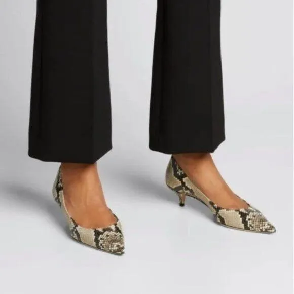 Jimmy Choo Heels Amelia Snake Embossed Leather, 37.5 EU, 7