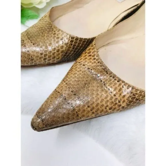 Jimmy Choo Heels Amelia Snake Embossed Leather, 37.5 EU, 7