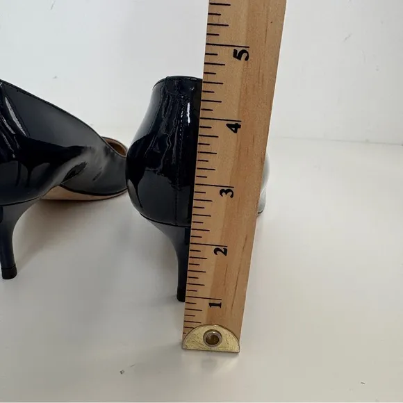 Jimmy Choo Navy Pointed Toe Pumps Kitten Heel Patent Leather Size 39