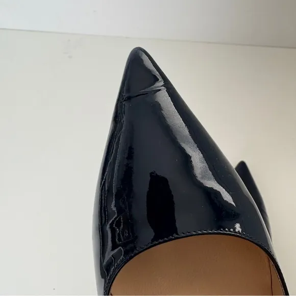 Jimmy Choo Navy Pointed Toe Pumps Kitten Heel Patent Leather Size 39