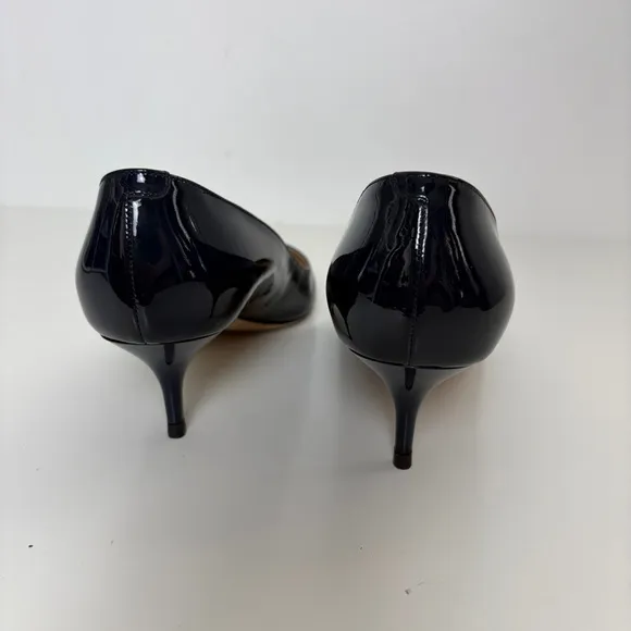 Jimmy Choo Navy Pointed Toe Pumps Kitten Heel Patent Leather Size 39