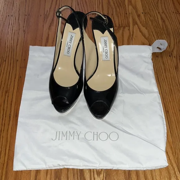 Jimmy Choo Patent Leather Slingback Pumps Size 40