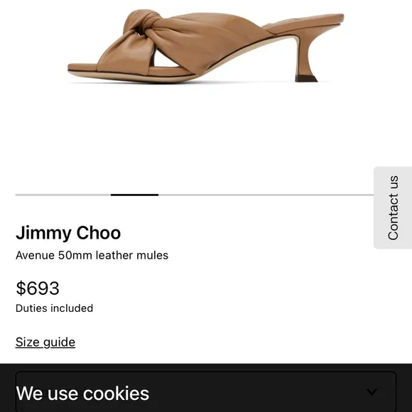 Jimmy Choo Tan Avenue 50 kitten heel mule