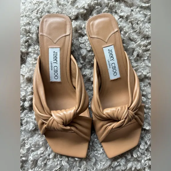 Jimmy Choo Tan Avenue 50 kitten heel mule