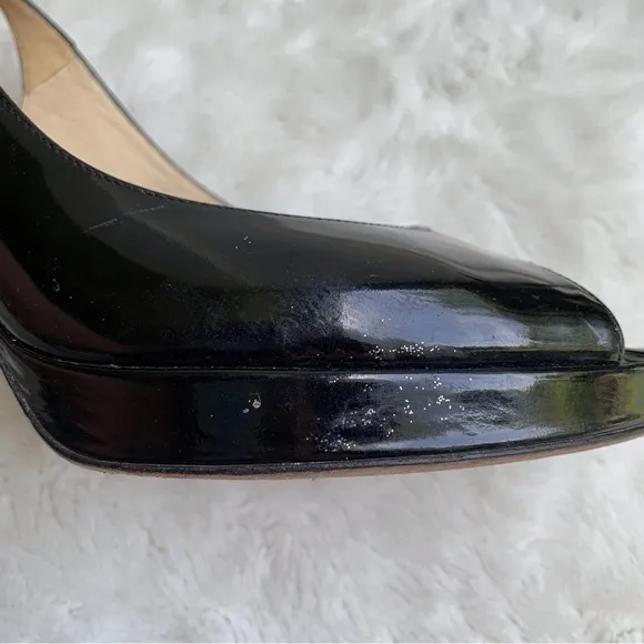 Jimmy Choo Women's Black Patent Leather Slingback Heels Size 39.5