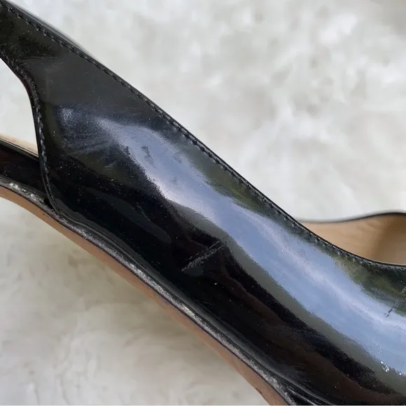 Jimmy Choo Women's Black Patent Leather Slingback Heels Size 39.5