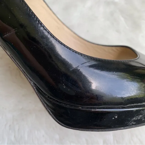 Jimmy Choo Women's Black Patent Leather Slingback Heels Size 39.5