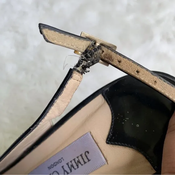 Jimmy Choo Women's Black Patent Leather Slingback Heels Size 39.5