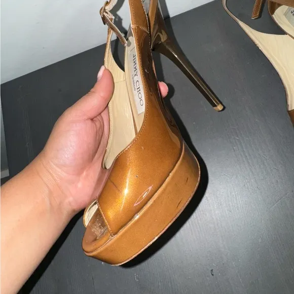 Jimmy Choo Women’s Peep Toe Platform Slingback Heels