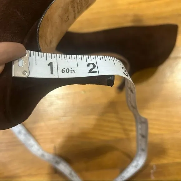 Jimmy Choo Suede Leather Romy 60MM Chocolate Brown Kitten Heel Pointed Toe Pumps