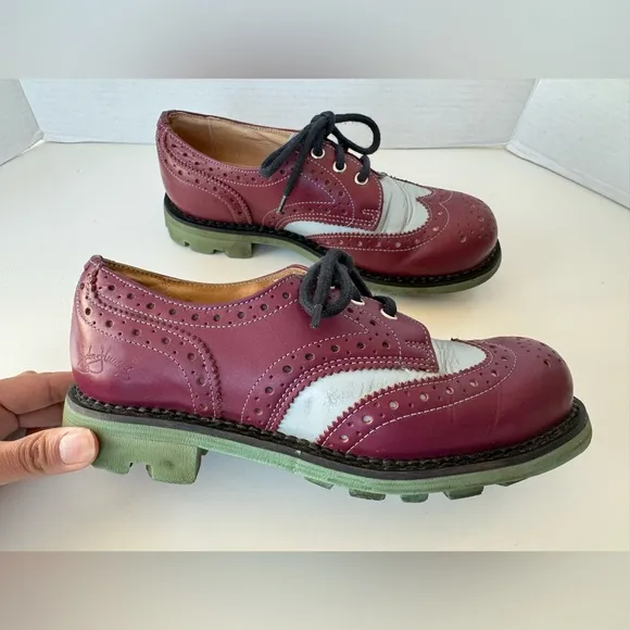 John Fluevoh Angel Purple and Blue Lace Up Wingtip Oxfords Shoes
